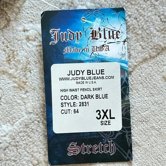 Judy Blue Vintage High Waist Dark Blue Acid Wash Pencil Skirt NWT - Size 3XL - Picture 4 of 9